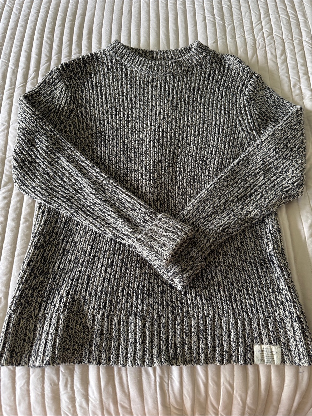 Denim & Supply Ralph Lauren Black & White Marled Crewneck Sweater